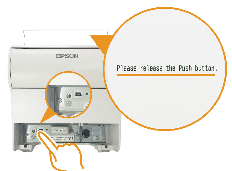 エプソン据え置きプリンター:Please release the Push button.印字