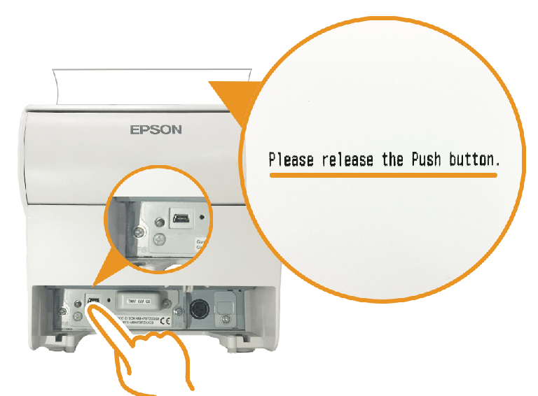 エプソン据え置きプリンター:Please release the Push button.印字