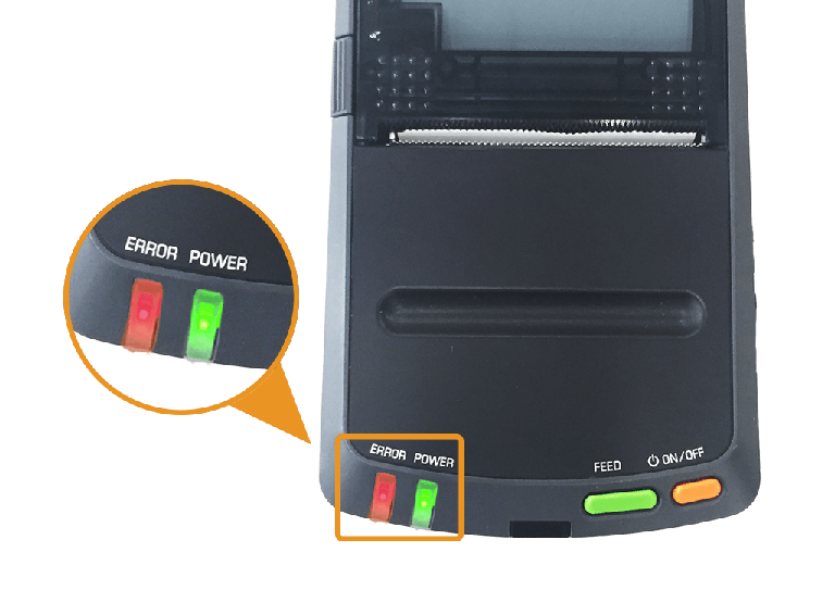 セイコーインスツル・モバイルレシートプリンター:ERRORとPOWERランプ点滅