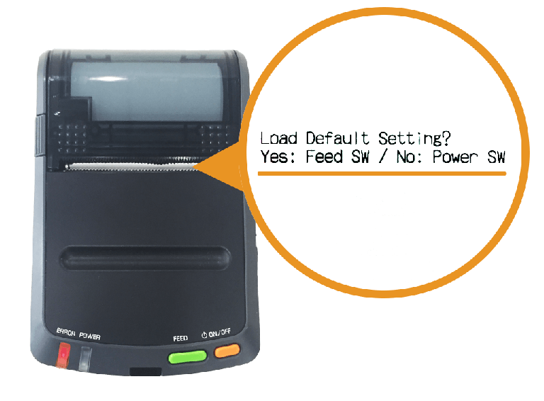 セイコーインスツル・モバイルレシートプリンター:Load Default Setting印字