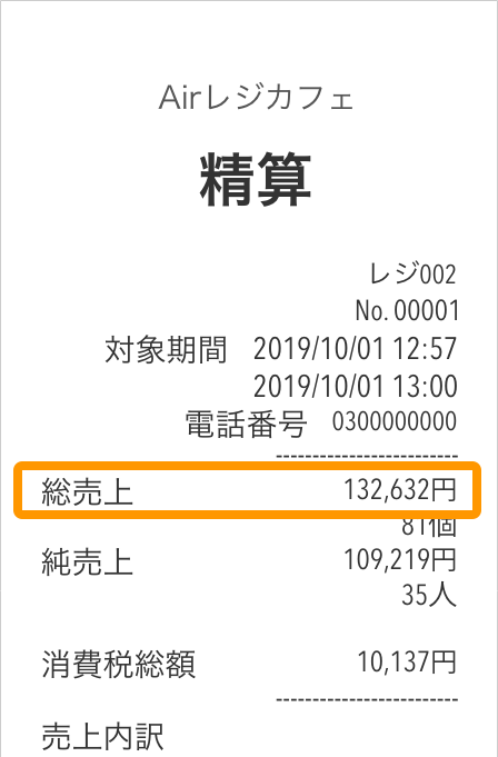 Airレジ 精算レシート