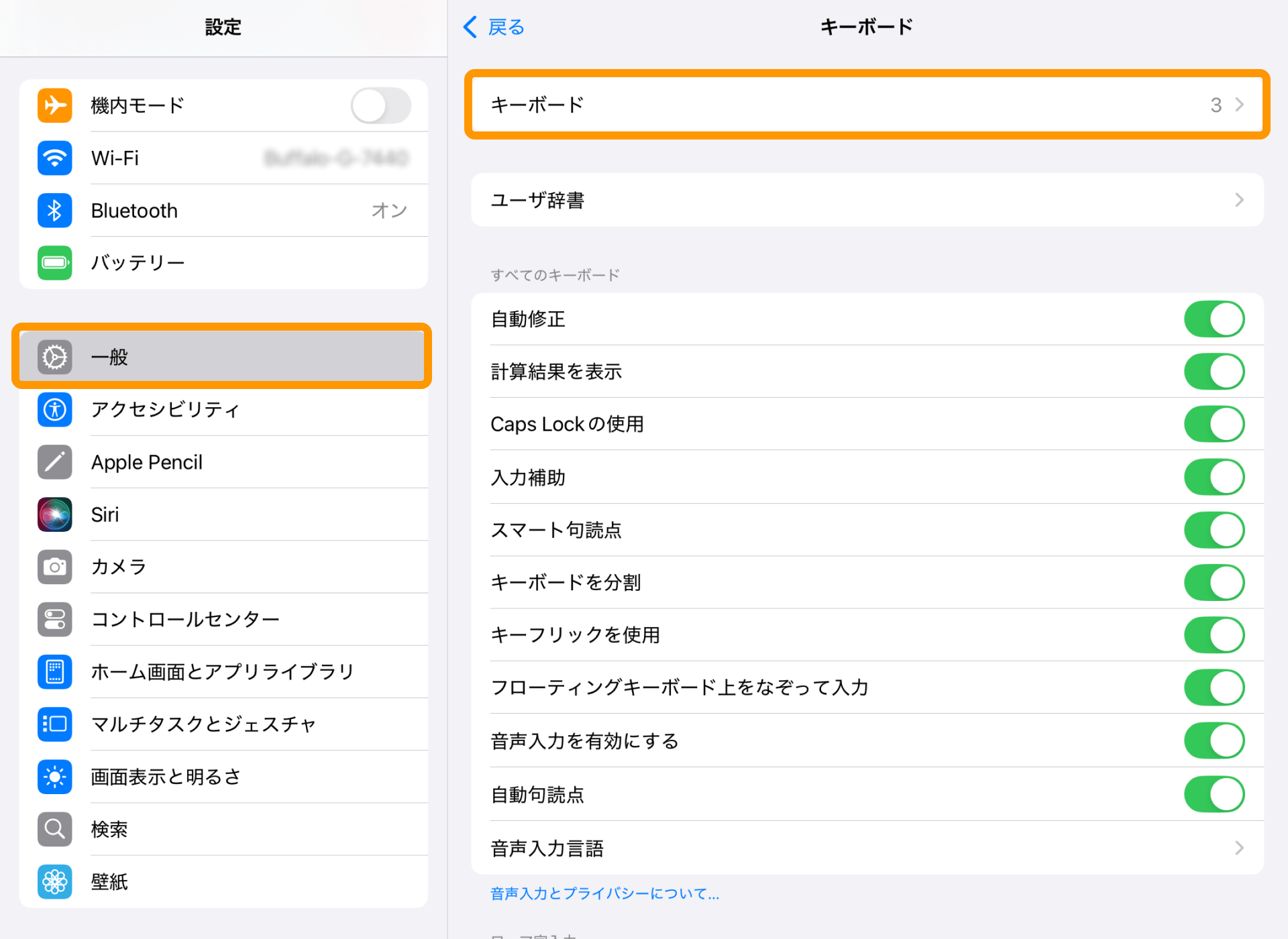 08 iPad 設定 一般 キーボード